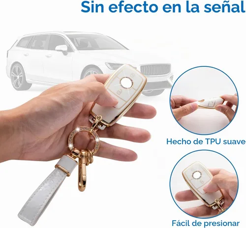 Vista 3 de Funda para llavero para Mercedes-Benz MB 2017-2021 Clase E/S, 2019-2021 Clase A/C/G y protector de llave inteligente