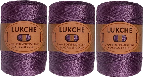 Vista 15 de Cordón de macramé de poliéster de 0.059-0.079 in, 3 madejas (3 x 153 yardas), cuerda de macramé 100% polipropileno de alta calidad, bolsa