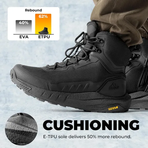 Vista 3 de NORTIV 8 Suela acolchada táctica ligera para hombre, para el trabajo, todo el día, cremallera lateral, motocicleta, combate, militar, bota