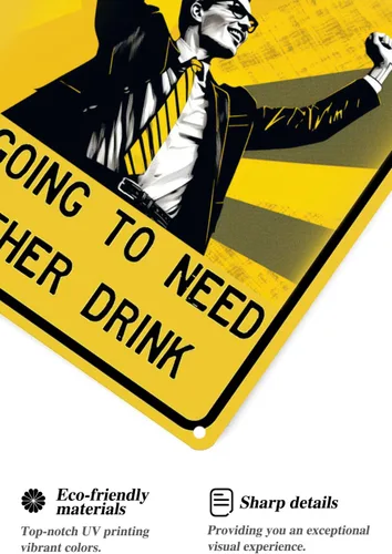 Vista 6 de Letrero de cueva de hombre, decoración deportiva con texto en inglés "I Going To Need Another Drink" (866)