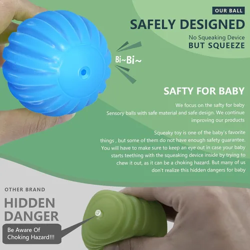 Vista 2 de Pelotas sensoriales para bebés, juguetes sensoriales para bebés de 6 a 12 meses para niños pequeños de 1 a 3 años y bloques de goma suave para bebés