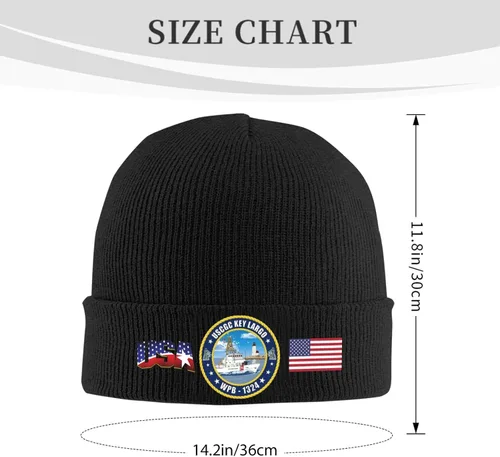 Vista 3 de Uscgc-Key-Largo-Wpb-1324 Beanie Cap Skull Caps Striped Knitted Pullover Hat Winter Warm Hat