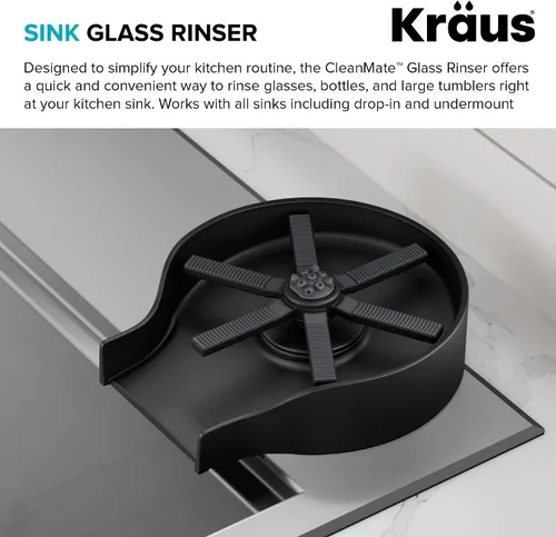 Vista 3 de KRAUS CleanMate Enjuagadora de Vasos para Lavabo de Cocina en Acabado de Color Negro Mate, KGR-500MB