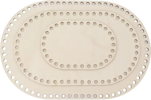 Vista 3 de Zerodis Base de cesta de madera, 3 piezas ovaladas de base de madera moldeadora redonda para tejer, suministros de ganchillo para hacer manualidades
