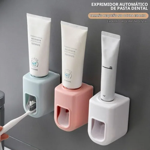 Vista 4 de Dispensador automático de pasta de dientes para montaje en pared, a prueba de agua, exprimidor de pasta de dientes perezosa, soporte para cepillos