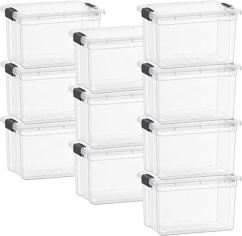Vista 112 de Superio Mini contenedor de almacenamiento de plástico para crayón, suministros de arte y estuche de costura, organizador pequeño apilable