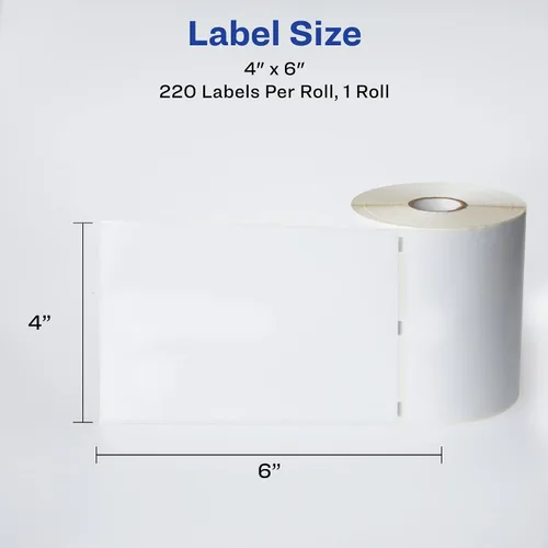 Vista 7 de Avery Direct Thermal Shipping Labels, 4" x 6", White, Comparable to DYMO 1744907, 1 Roll of Labels, 220 Total (4156) (Pack of 6)