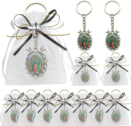 Vista 8 de Llavero conmemorativo, recuerdo de 12 piezas con texto en inglés «Our Lady of Guadalupe/Recuerdos para Novenario Aniversario Rest in Peace Recuerdos
