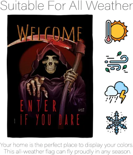 Vista 6 de Bandera Enter If You Dare House – Juego de bandera para otoño, Halloween, bruja, truco o trato, noche espeluznante, gato negro, temporada