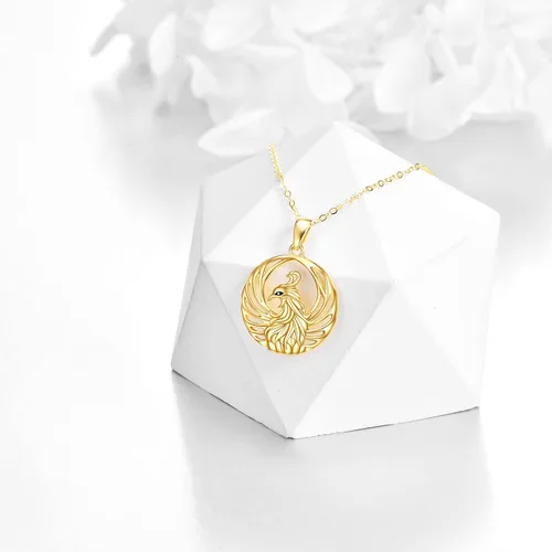 Vista 3 de KECHO 14K Gold Phoenix Necklace Gifts for Women Yellow Gold Rising Phoenix Pendant Necklace Jewelry Gifts