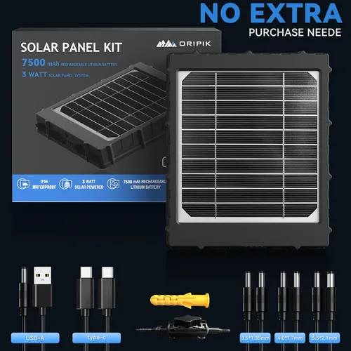 Vista 6 de Panel solar para cámara de sendero: Panel solar de cámara de caza de 6V/9V/12V con USB-C, cargador de batería de litio recargable incorporado