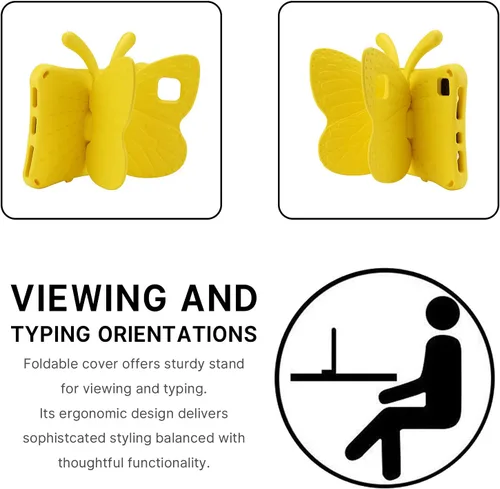 Vista 27 de FW Fire 7 - Funda para tablet para niños, Amazon Fire 7 2022, funda de mariposa con luz de atril, EVA, protección contra caídas, resistente, a