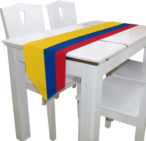 Vista 3 de Poeticcity Bandera de Colombia de doble cara oblonga de 13 x 90 pulgadas, camino de mesa para boda, comedor, cocina, mantel para decoración del hogar