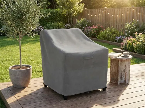 Vista 3 de Funda para silla de muebles de exterior de patio - Premium Heavy Duty - Gris