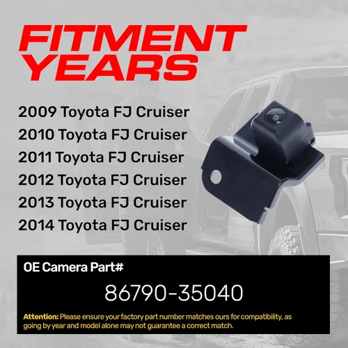 Vista 2 de Master Tailgaters Repuesto para Toyota FJ Cruiser (2009-2014) Cámara de respaldo OE Parte # 86790-35040