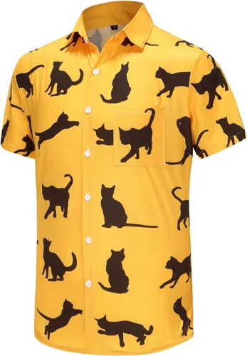 Vista 199 de KYKU - Camisa hawaiana funky para hombre, ropa tropical para vacaciones en Palm Beach