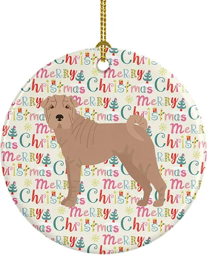 Vista 39 de Caroline's Treasures Abyssinian Sand Terrier - Adorno de cerámica para colgar en el árbol de Navidad, para el hogar, Navidad, fiestas, regalo, 3
