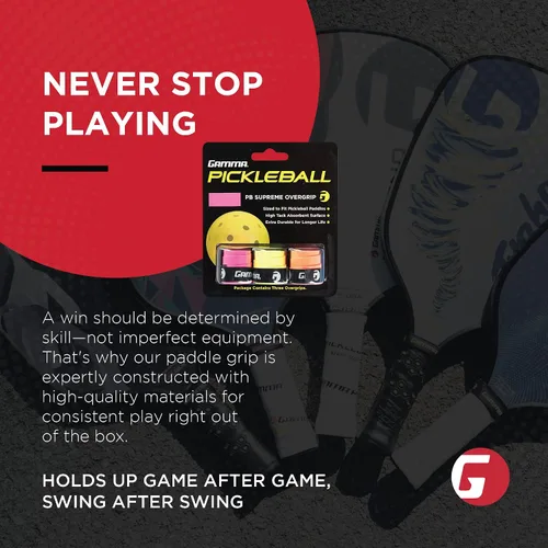 Vista 9 de Gamma Pickleball Supreme Overgrip, Easy to Apply Grip Tape for Pickleball Paddles, Badminton, Squash, Padel Racquets, Replacement Tacky Over Wrap