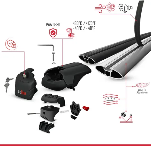 Vista 5 de Compatible con SsangYong Tivoli 2015-2024 ACE-2 Barra transversal de aluminio negro 2 barras