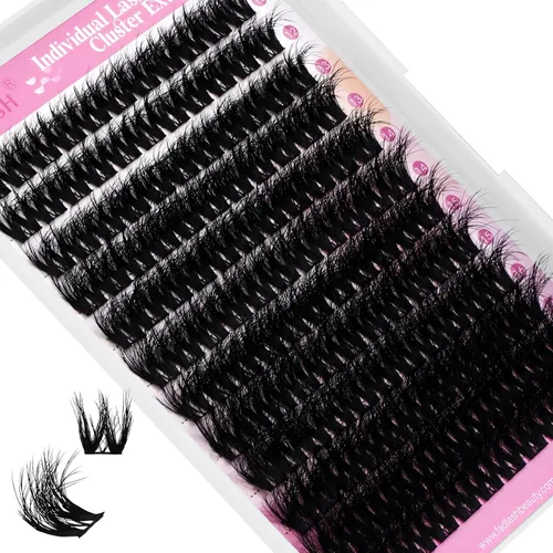 Vista 19 de Extensiones de pestañas individuales de 120 unidades, racimos de pestañas con rizado D, bandeja de longitud mixta, extensiones de pestañas