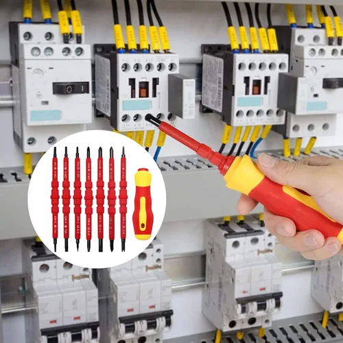 Vista 7 de Juego de destornilladores aislados, kit de herramientas para electricista, juego de destornilladores magnéticos 14 en 1, herramientas