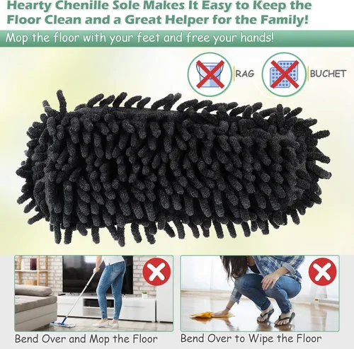 Vista 3 de Pantuflas de microfibra para limpiar el suelo, herramienta de limpieza de polvo desmontable y lavable para limpieza de la casa de cocina