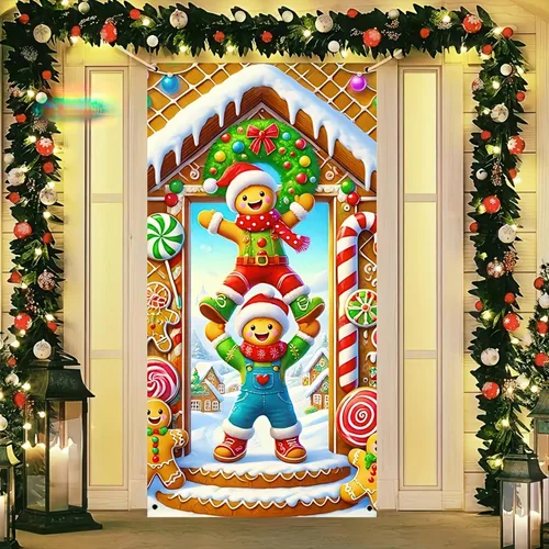 Vista 10 de Cartel de porche con decoración de cachorro de Navidad, trío festivo, Schnauzers en suéteres navideños, perfecto para interiores y exteriores