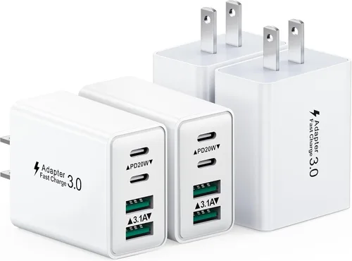 Vista 16 de Bloque de carga USB C, cargador de pared USB C de 40 W, adaptador de corriente PD de doble puerto, enchufe de pared QC USB C, bloque de carga rápida