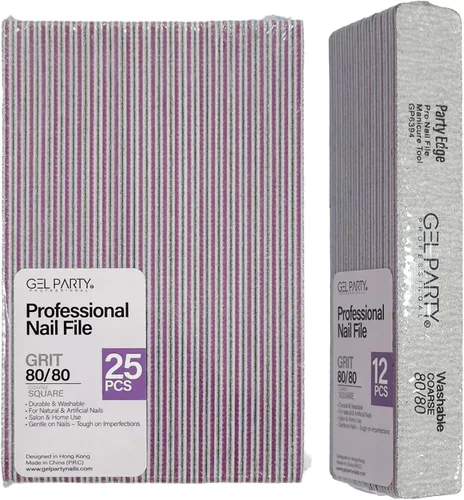 Vista 8 de GELPARTY - Limas de uñas profesionales de grano 80/80 cuadradas, paquete de 12 tablas de esmeril lavables de doble cara, grano extra grueso