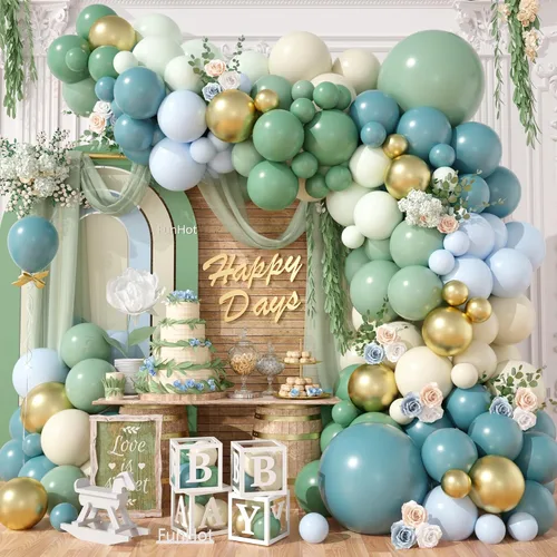 Vista 9 de FunHot Kit de arco de globos azules y plateados, kit de guirnalda de globos de color azul metálico y blanco plateado con globos de aluminio