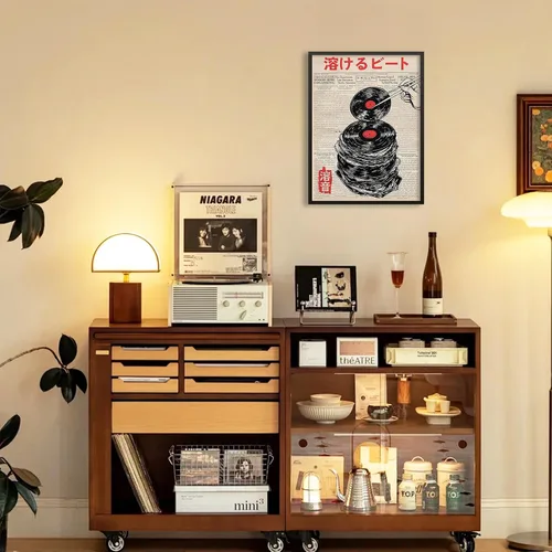 Vista 4 de Póster de música vintage japonés, arte estético de periódico retro, arte de pared de vinilo derretido, impresiones en lienzo de 08 x 10 pulgadas