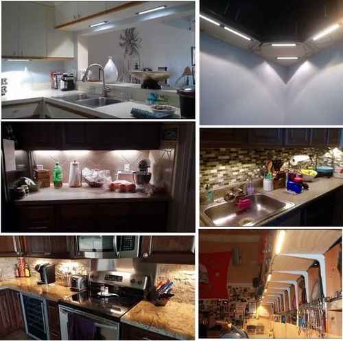 Vista 7 de AIBOO Luz LED debajo de la encimera, barra rígida debajo del gabinete, luces de cocina enchufables con interruptor basculante