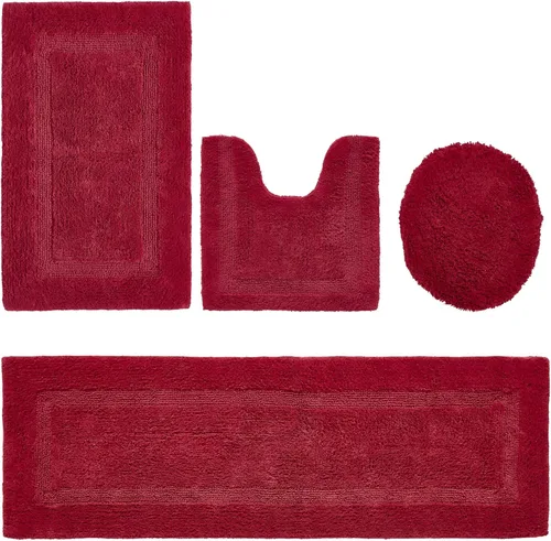 Vista 224 de Better Trends - Juego de 2 alfombras de baño 100% algodón, extra suaves, con borlas, de 17" x 24", alfombra de baño superabsorbente y reversible