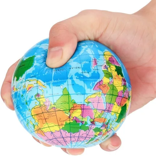 Vista 2 de Bola de estrés para niños y adultos, globo de mapa mundial, bola de estrés, juguete sensorial para aliviar el estrés y la ansiedad, juguete