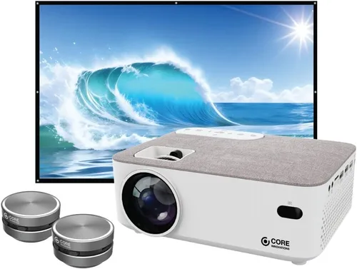 Vista 9 de Paquete de cine en casa con proyector, pantalla de 120 pulgadas y dos mini altavoces instantáneos inalámbricos Bluetooth de conducción ósea, azul