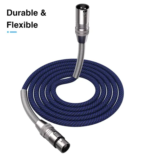 Vista 4 de Cable XLR de 2 pies, paquete de 10 unidades, cable de micrófono trenzado XLR macho a hembra, cable de micrófono de 3 pines, cable XLR equilibrado