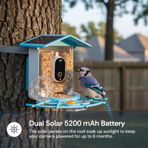 Vista 6 de Luna Smart Bird Feeder Cámara, identificación de especies de aves AI mejorada 2K