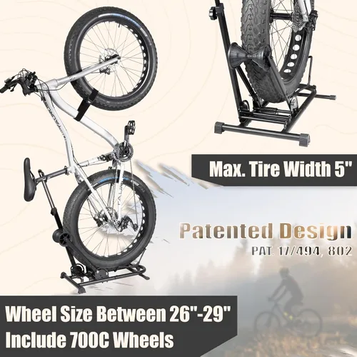 Vista 2 de CyclingDeal Soporte vertical para bicicleta – para bicicletas de carretera MTB con ancho máximo de neumático de 5 pulgadas – Estante