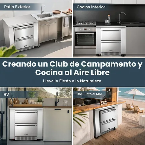 Vista 9 de BODEGA Gabinete de Cocina Exterior de Acero Inoxidable de 24 Pulgadas para Refrigerador de Bebidas, Módulo de Gabinetes de Electrodomésticos