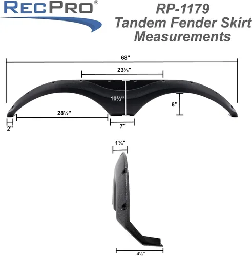 Vista 3 de RecPro Guardabarros de defensa tándem para RV Estilo elegante Moldura de plástico Negro (1)