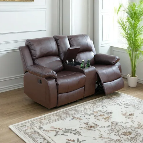 Vista 31 de A Ainehome Juego de Muebles de Sala de Estar de Cuero Reclinable Juego de Sofá Sillón Loveseat Juego de Muebles Sofá para Sala de Estar/Espacio