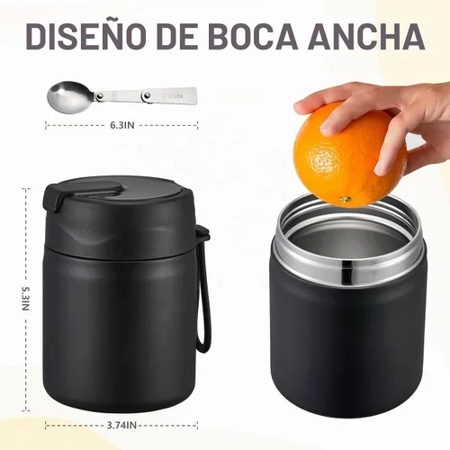 Vista 6 de Pawtong Termo para sopa de 17oz para alimentos calientes para niños, tarro de alimentos aislado al vacío con cuchara de acero inoxidable de boca