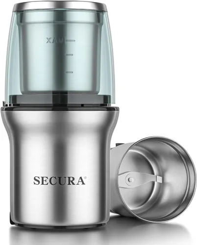 Vista 11 de Secura - Molinillo eléctrico para especias, cuencos duales de acero inoxidable para molienda húmeda y seca, uso múltiple para especias y café Negro