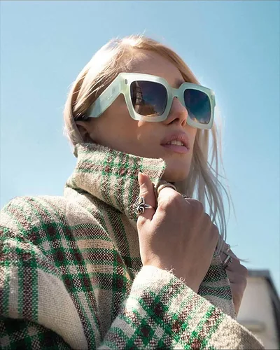 Vista 2 de SDINM Gafas de sol cuadradas de gran tamaño vintage para mujer, a la moda, de lujo, grandes, protección UV400