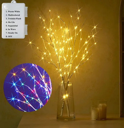 Vista 9 de LITBLOOM - Ramas de sauce marrón iluminadas, de 32 pulgadas, 100 luces LED con temporizador que funcionan con baterías, ramas de árbol con luces