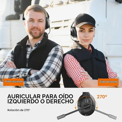 Vista 7 de EKSA Auriculares Bluetooth mejorados para camionero con micrófono ENC, alcance inalámbrico de 99 pies y tiempo de conversación de 30 horas