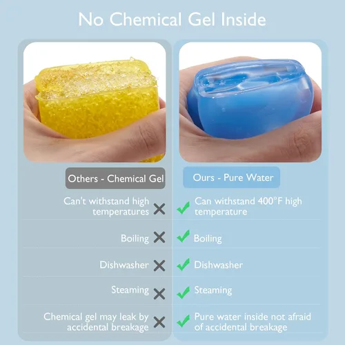 Vista 5 de Momcozy Juguetes mordedores para bebés, juguetes de dentición de silicona rellenables con agua fría para bebés, mordedor frío, mordedores de agua