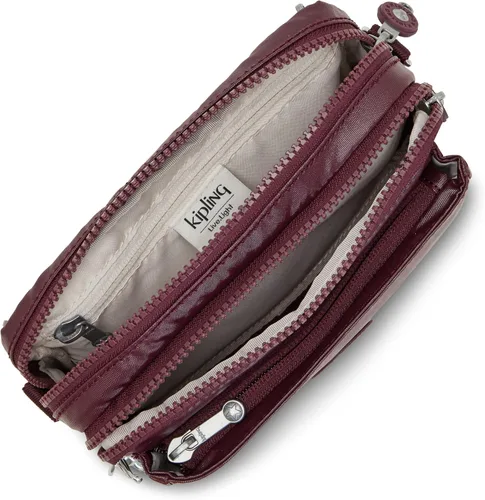 Vista 3 de Kipling Abanu - Bolso cruzado para mujer, ligero, cintura ajustable con bolsillos con cremallera de múltiples compartimentos, Borgoña Lacq
