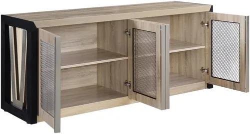 Vista 4 de NBF Storage Credenza - Armario de oficina para organización del espacio de trabajo, color marrón