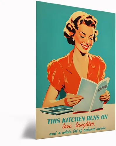 Vista 17 de Impresión retro de cocina – Divertido póster de los años 50, impresión retro de cocina, arte de pared de cocina feliz ama de casa, decoración retro